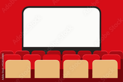 Empty Cinema Auditorium Cartoon Animation Background Vector illustration