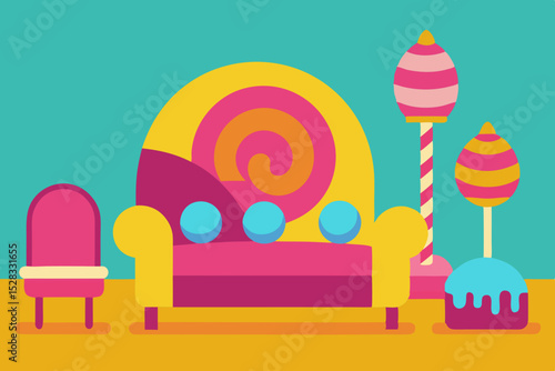 Candyland Room Cartoon Animation Background Vector illustration