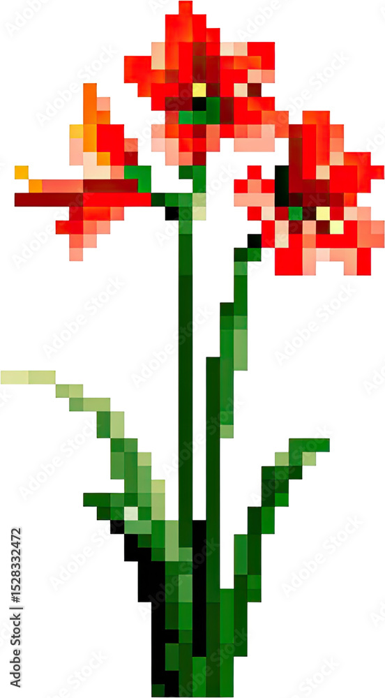 Obraz premium Pixelated illustration of a flower.