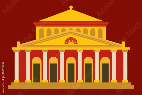 Ornate Opera House Cartoon Animation Background Vector illustration