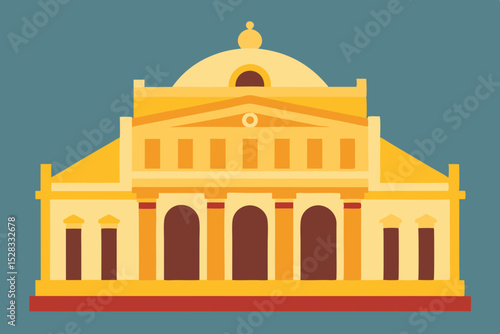 Classical Opera House Cartoon Animation Background Vector illustration