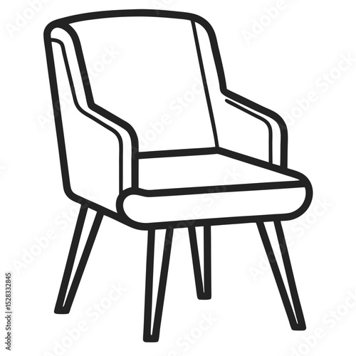 Minimal Chair Outline Vector Icon on White Background