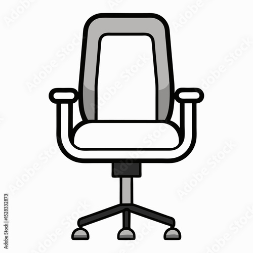 Ergonomic Computer Chair Outline Vector Icon on White Background