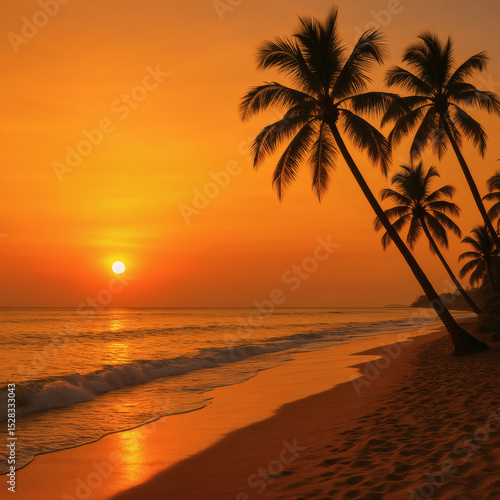 Tropical Sunset Serenity on a Quiet Beach