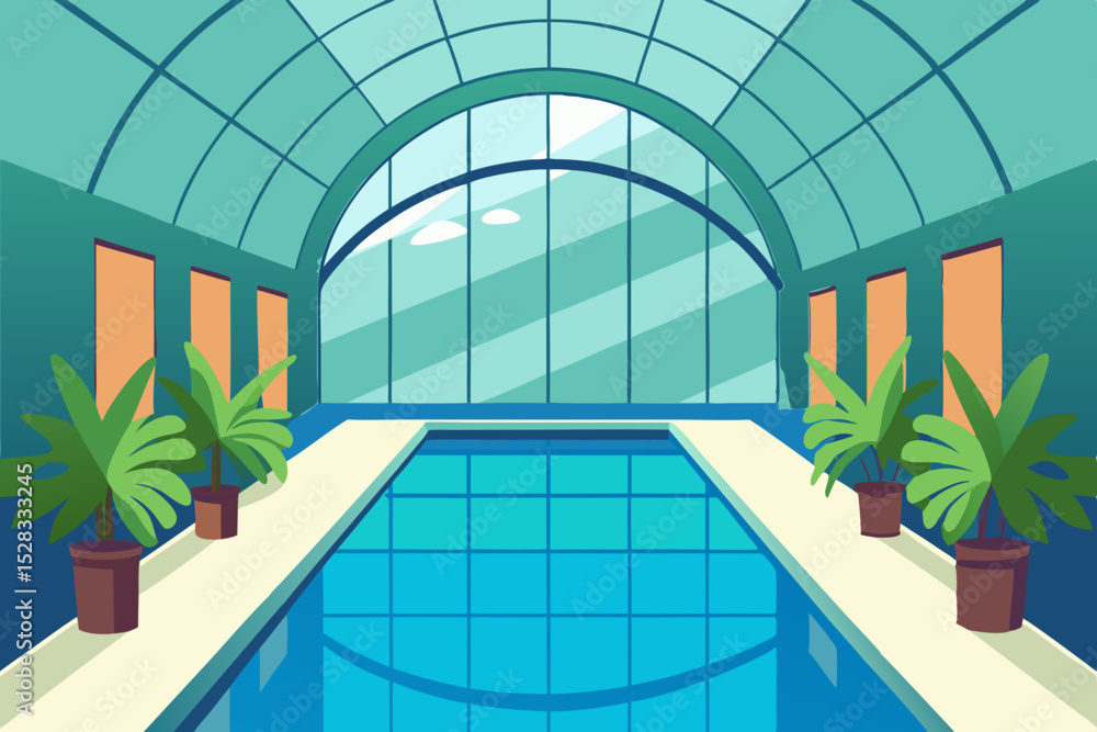 Fototapeta premium Elegant Swimming Pool Cartoon Animation Background Vector illustration