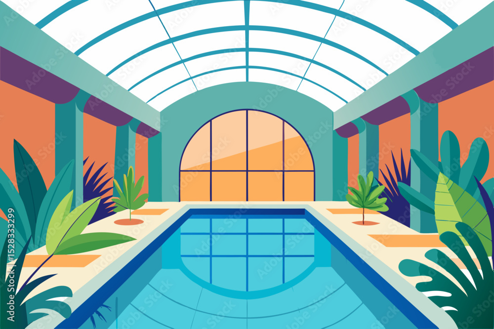 Fototapeta premium Luxury Hotel Pool Cartoon Animation Background Vector illustration