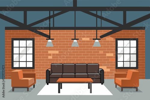Loft Apartment Cartoon Animation Background Vector illustration