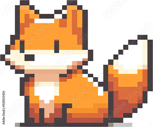 Pixelated orange fox graphic design.