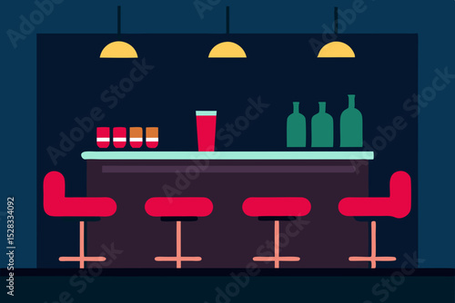Velvet Lounge Bar Cartoon Animation Background Vector illustration