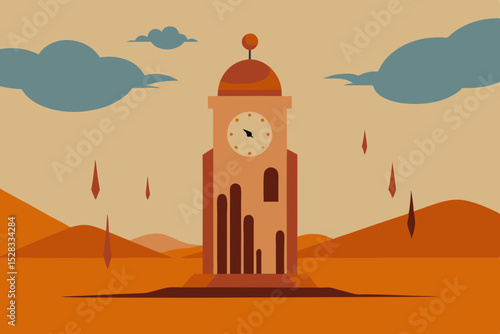 Fantasy Desert Landscape Cartoon Animation Background Vector illustration