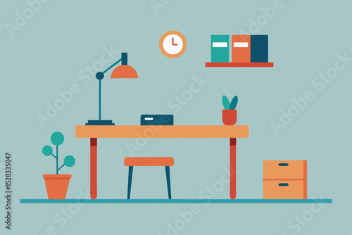 Modern Home Office Cartoon Animation Background Vector illustration