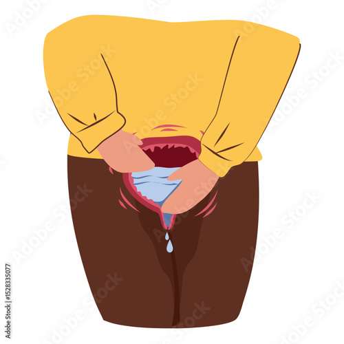 Woman having Urinary Incontinence. Overactive bladder. Bladder disease illustration 