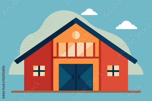 Renovated Barn Interior Cartoon Animation Background Vector illustration