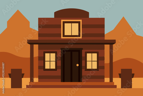Western Saloon Cartoon Animation Background Vector illustration