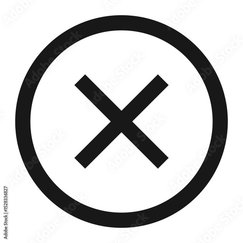 Black cross mark inside a circle representing a cancel or close icon with a simple and clean design style