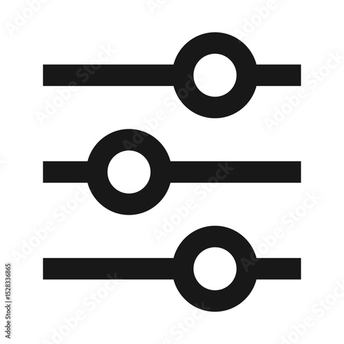 Illustration of three horizontal black sliders with circular handles for adjustments and settings