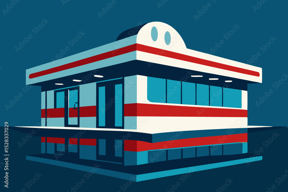 Fototapeta premium Vintage Diner Interior Cartoon Animation Background Vector illustration