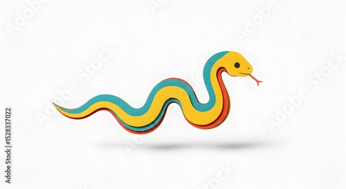 Vibrant Colorful Papercut Snake Illustration Design Graphic Art