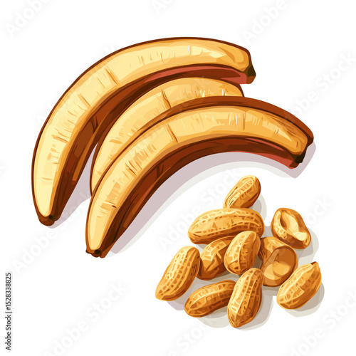 Roasted Plantains with Groundnuts – Vector Food Illustration