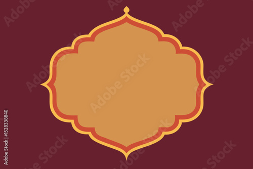 Black Silhouette Decorative Frame with Eastern Indian and Arabesque Design Vector illustration Background