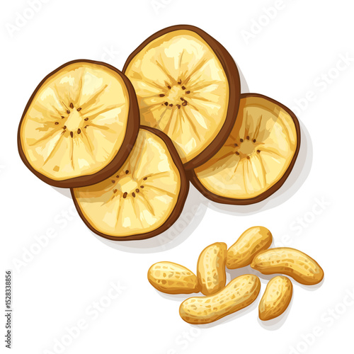 Roasted Plantains with Groundnuts – Vector Food Illustration