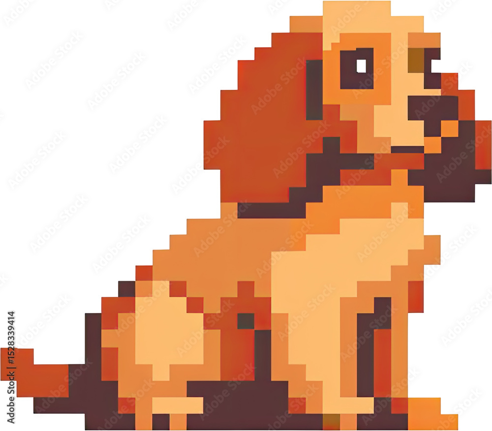 Obraz premium Pixelated illustration of a seated dog.