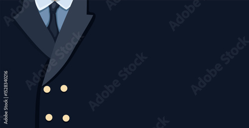 Panoramic design web background formal suit with tie, space for advertising text - Vector illustration