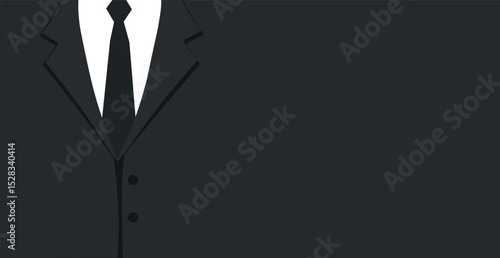 Panoramic design web background formal suit with tie, space for advertising text - Vector illustration