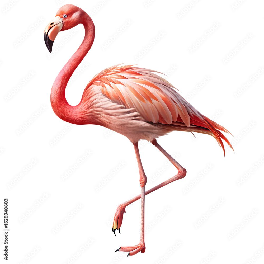 Fototapeta premium Flamingo Full Body PNG Silhouette Standing Isolated on Transparent Background