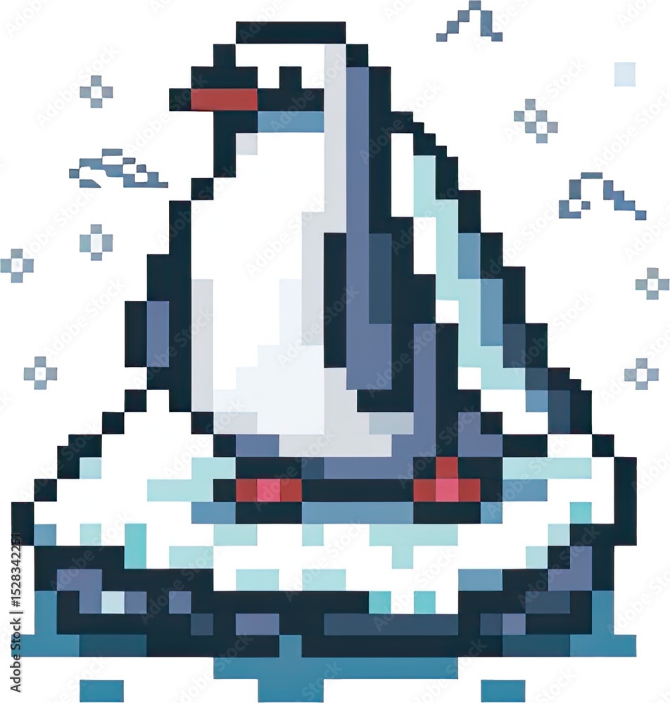 Obraz premium Pixelated penguin on a small ice floe.