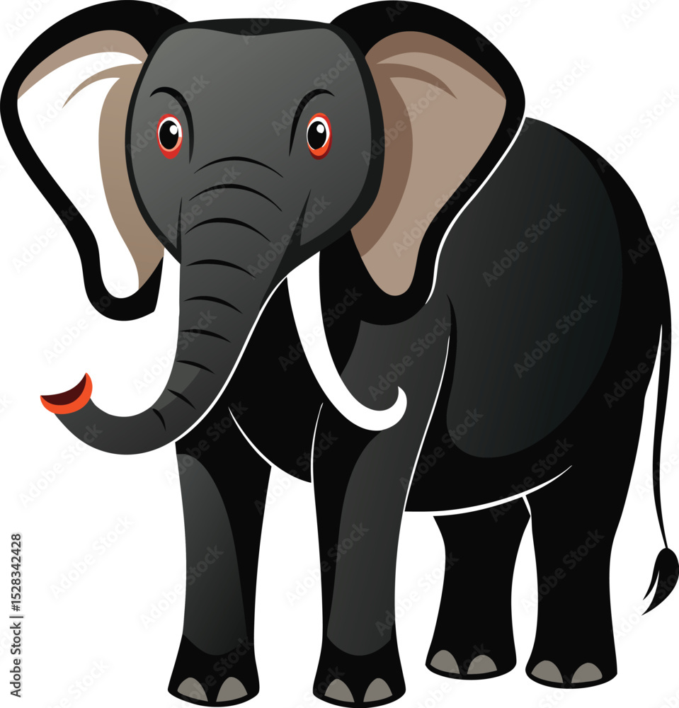 Obraz premium Cute gray baby elephant cartoon illustration with a pink trunk, isolated on white for a fun safari wildlife art