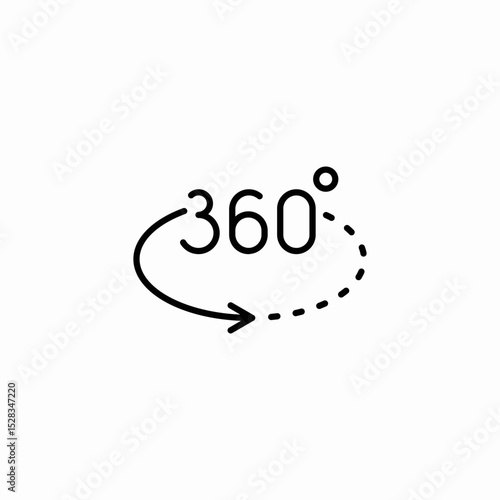 360 angle rotation icon sign vector