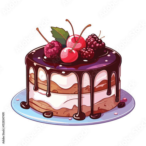 Delicious Cake Vector Illustration for Bakery Websites and Food Blogs