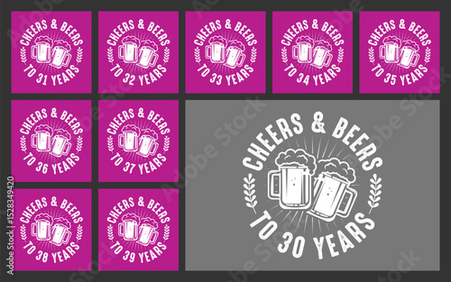  Cheers and beers to 30 years t shirt design