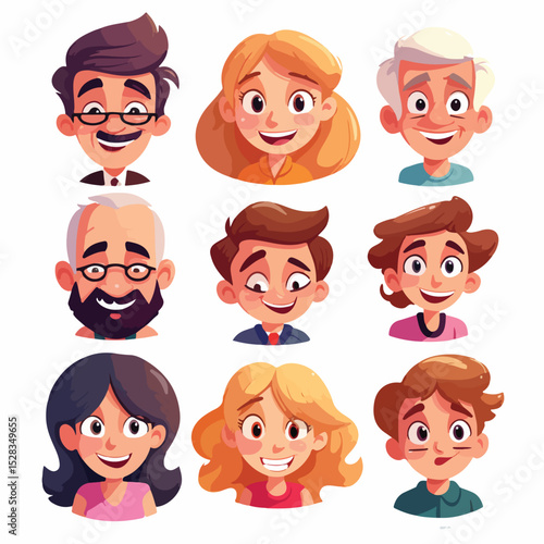 Diverse Family Avatars Cartoon Character Vector Illustration for Marketing Campaigns