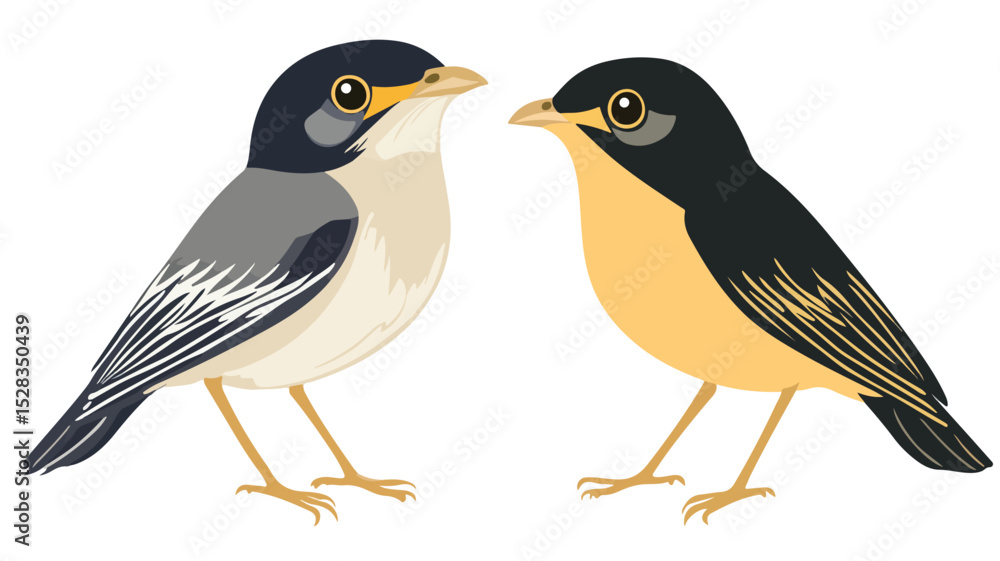 Obraz premium Vibrant Cute Myna Bird Vector Illustration Isolated on White Background