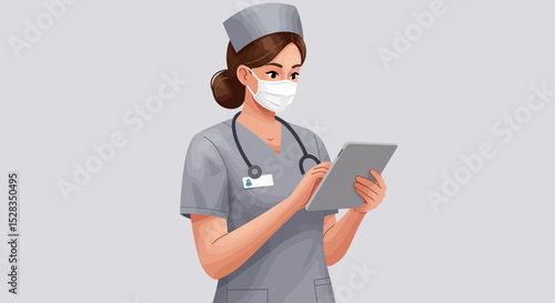 Healthcare professional holding tablet