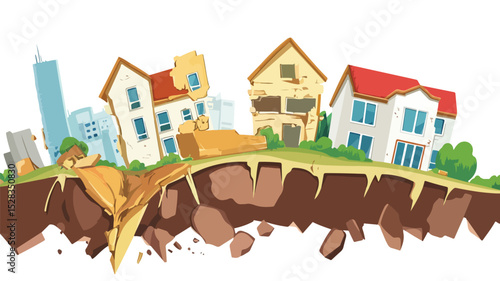 Earthquake Vector Isolated Illustration - Natural Disaster Concept