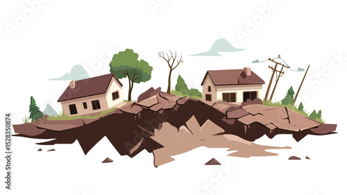 Earthquake Vector Isolated Illustration: Professional Usage for Disaster Preparedness Projects