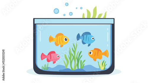 Modern Fish Tank Icon Vector Illustration for Aquarium Designs