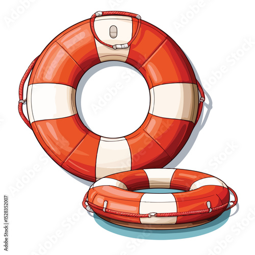 Professional Vector Illustration of Lifebuoy and Assistant for Safety and Rescue Purposes
