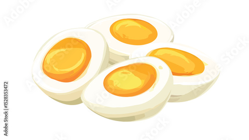 Sliced Boiled Egg Vector Isolated Illustration for Culinary Designs
