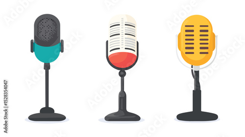 Professional Wireless Microphone Vector Illustration Isolated on White Background
