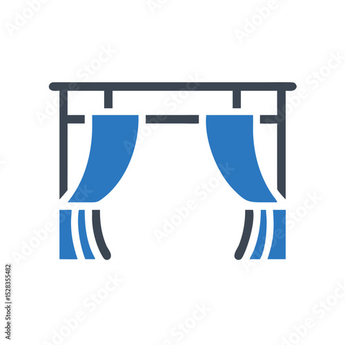 Stage curtain design in blue and grey for theatrical performances  