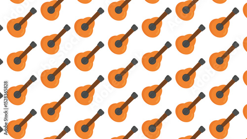 Ukulele Pattern: Seamless Acoustic Guitar Background Vector