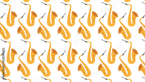 Golden Saxophone Groove: Seamless Jazz Instrument Pattern Vector