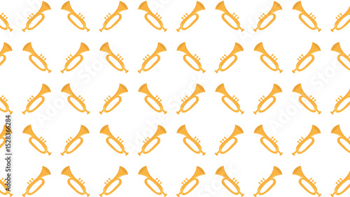 Golden Trumpet Pattern: Seamless Brass Instrument Vector