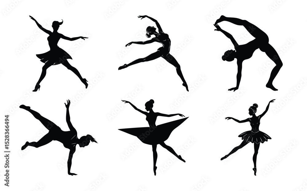 Fototapeta premium dancing people silhouette on white background