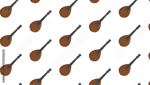 Mandolin Melodies: Seamless Traditional Instrument Pattern Vector