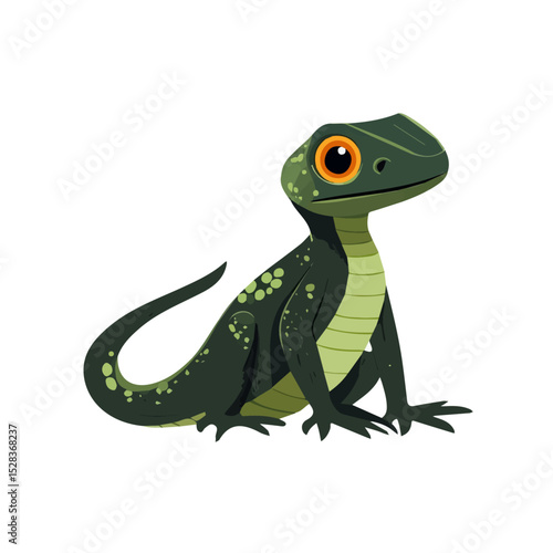 2D flat vector illustration of Basilisk, isolated on a white background.